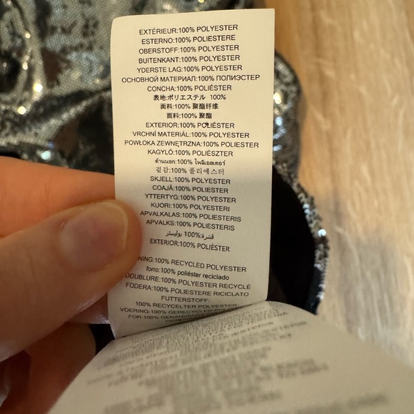 MICHAEL KORS Sleeveless Mock Neck Silver Ruched Silver Sequin Mini Dress Size XS - Picture 9 of 9